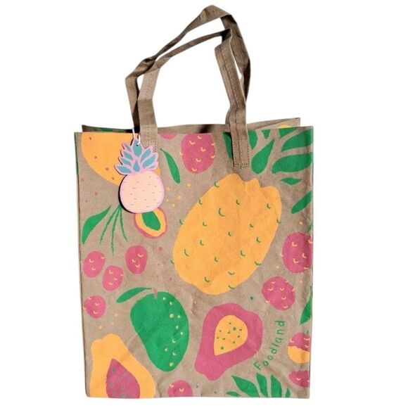 Foodland Eco Bag Pineapple Pattern Reusable Washable Paper Hawaii NWT - Picture 3 of 3